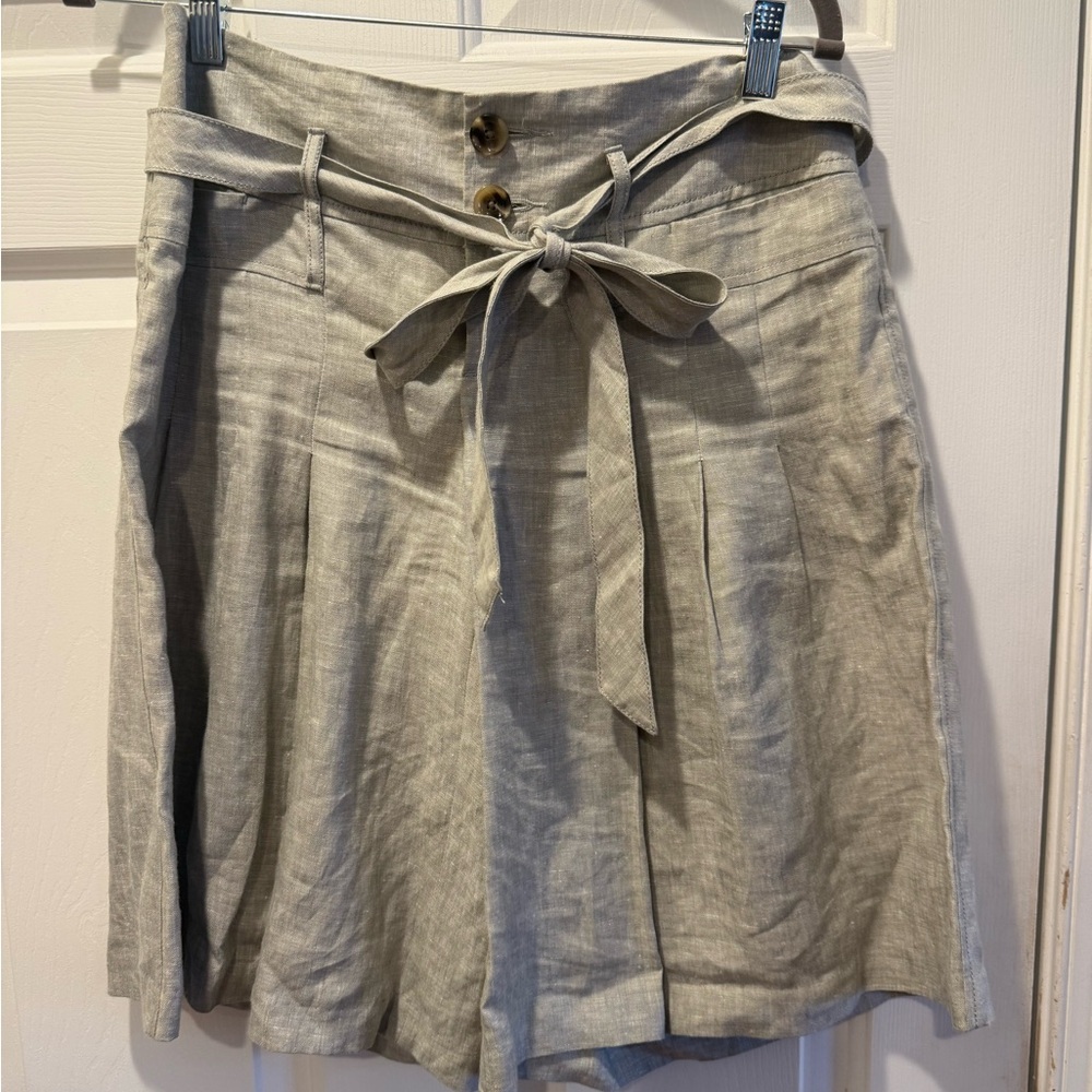 Tan High Waist A-Line Shorts with Tie Front
